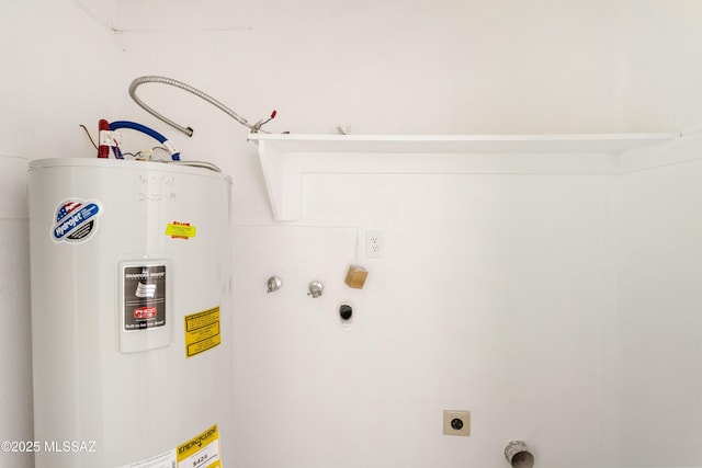 laundry room with hookup for an electric dryer and electric water heater