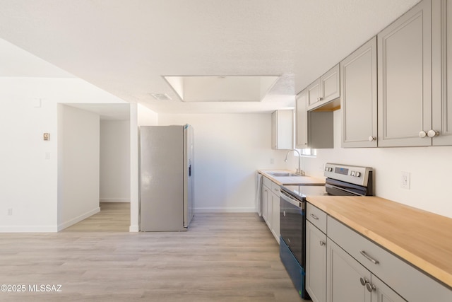 kitchen featuring sink, stainless steel appliances, and light wood-type flooring