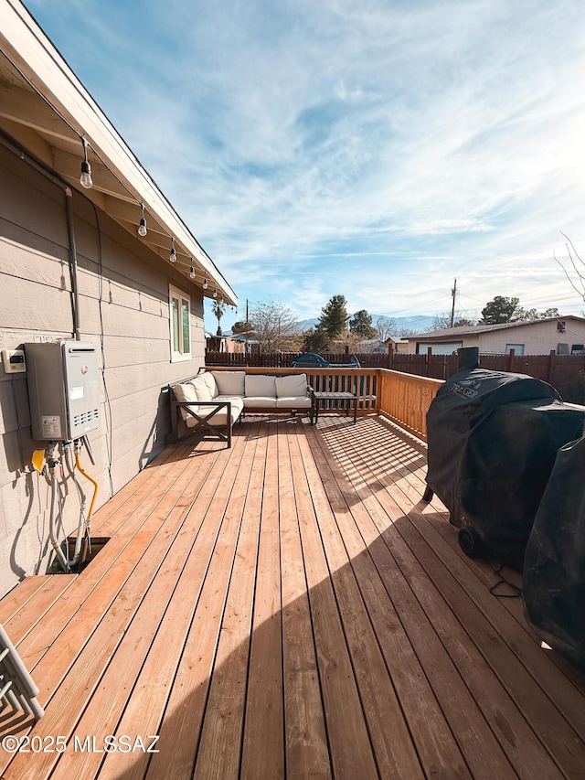 deck featuring an outdoor living space