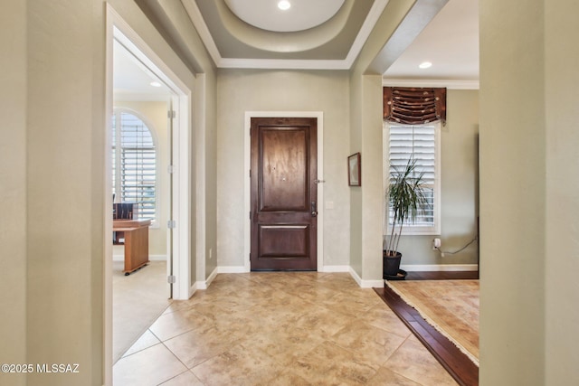 36239 S Cypress Dr, Saddlebrooke, AZ 85739 - foyer entrance with a wealth of natural light, crown molding, and baseboards