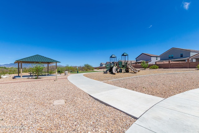 view of playground with a gazebo