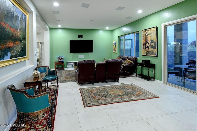 view of tiled living room