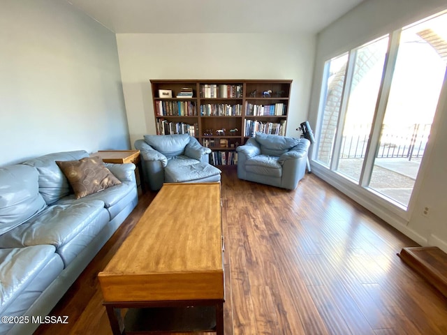 living room featuring dark hardwood / wood-style floors