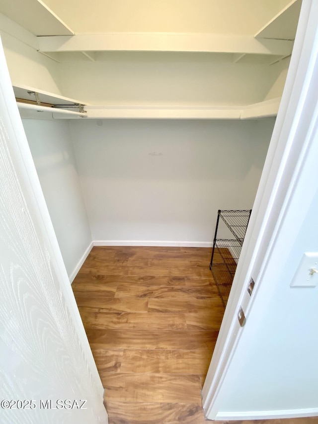 spacious closet featuring hardwood / wood-style flooring