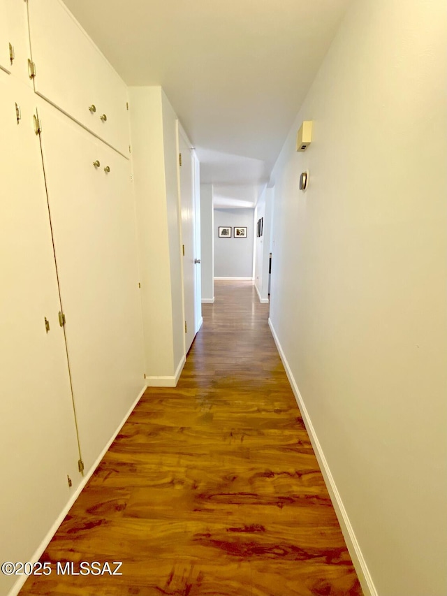 corridor with hardwood / wood-style floors