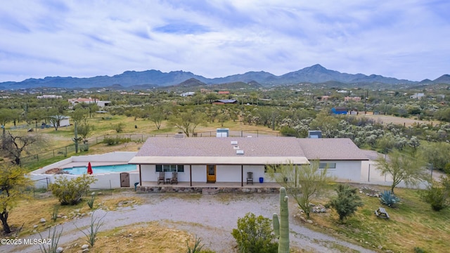 aerial view featuring a mountain view