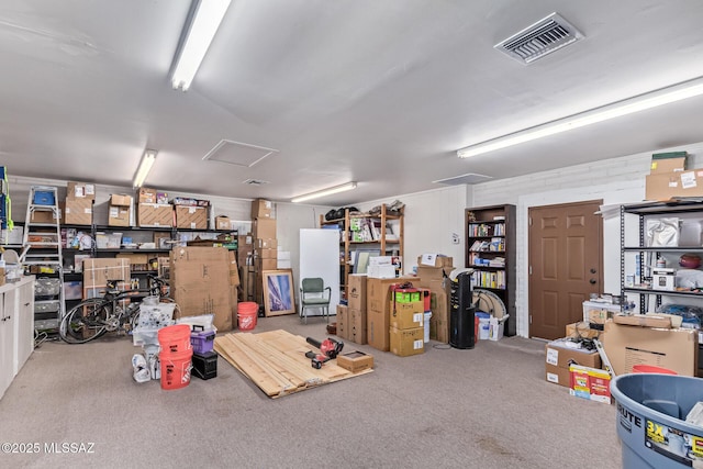 basement with carpet flooring