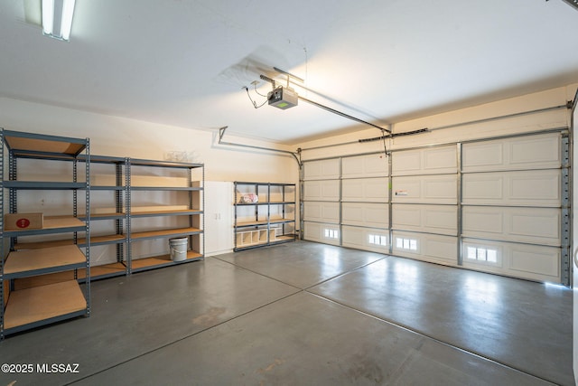 garage with a garage door opener