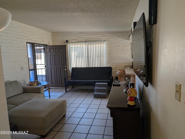 4016 E Fairmount St, Tucson, AZ 85712 - tiled living room featuring a textured ceiling