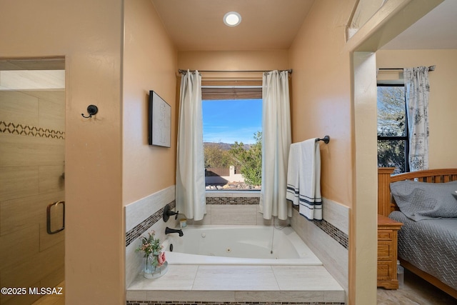 bathroom with plus walk in shower