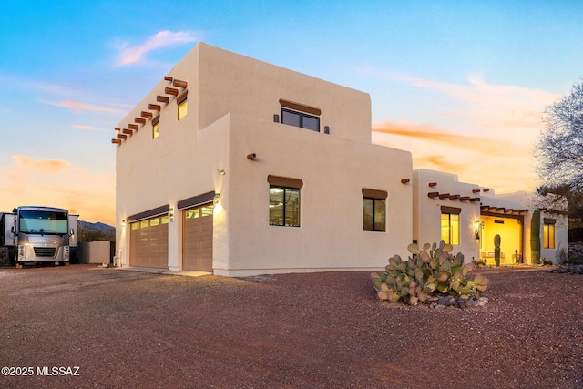 exterior space with a garage