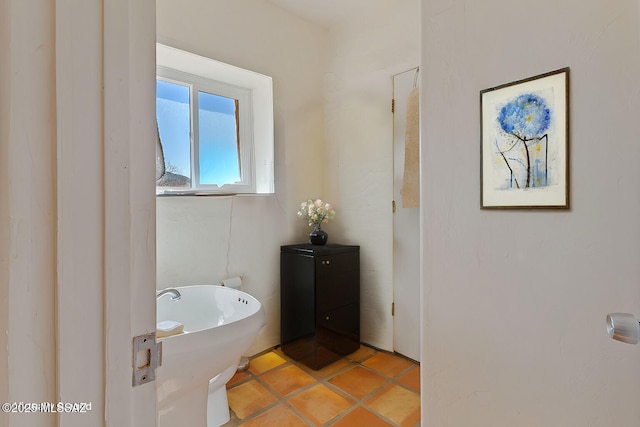 bathroom featuring tile patterned flooring and a washtub