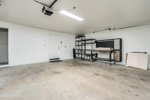 garage with a garage door opener