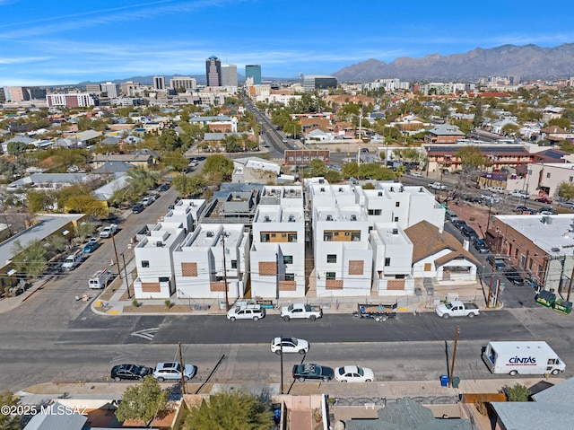 aerial view with a mountain view