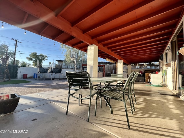 view of patio featuring a trampoline