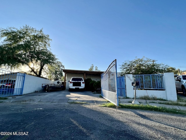 view of front of property with a garage