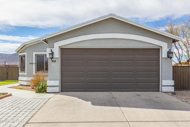 garage featuring a mountain view