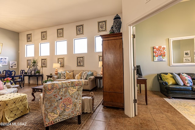 view of tiled living room