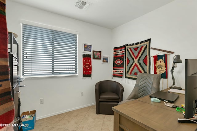 view of tiled home office