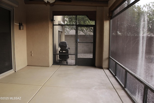 view of unfurnished sunroom