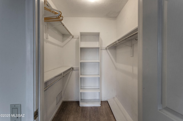 walk in closet featuring dark hardwood / wood-style flooring