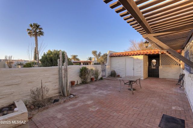 view of patio / terrace featuring a pergola