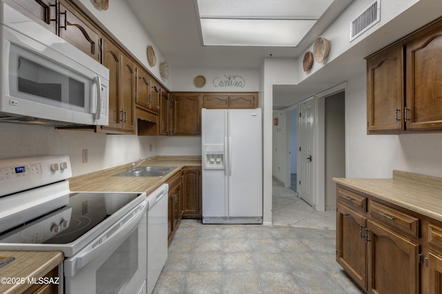 kitchen featuring sink and white appliances