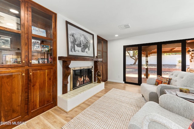 living room featuring light hardwood / wood-style floors