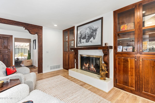 living room featuring light wood-type flooring