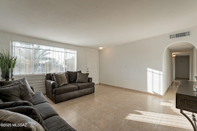 view of tiled living room