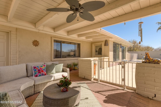 view of patio / terrace featuring an outdoor hangout area and ceiling fan