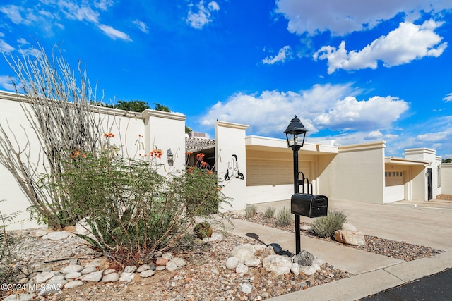 exterior space featuring a garage