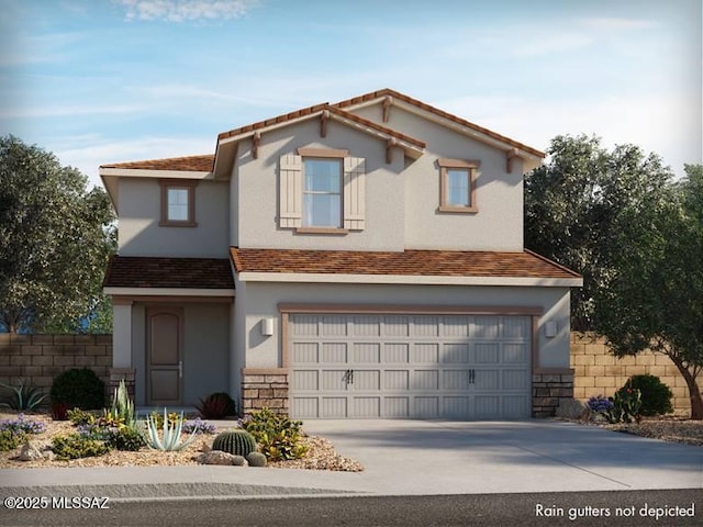 view of front of property with a garage