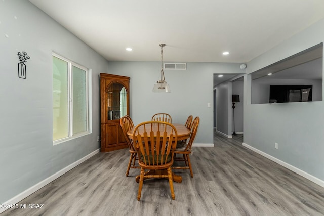 dining area featuring light hardwood / wood-style flooring