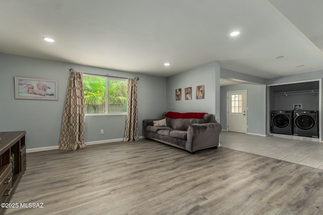 living room with light wood-type flooring