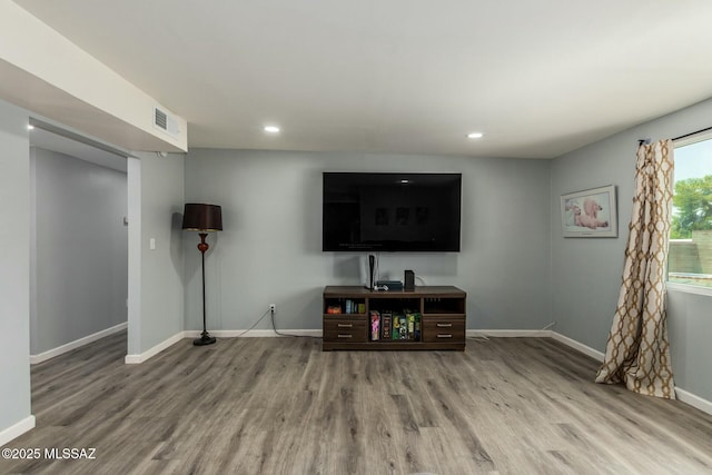 living room with hardwood / wood-style floors