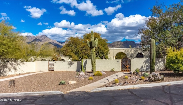 view of front facade with a mountain view