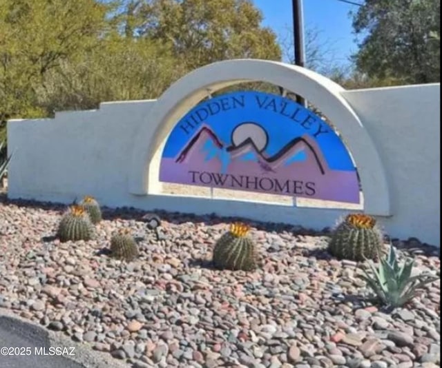 view of community sign