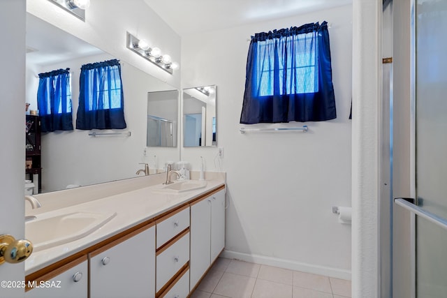 bathroom featuring vanity and tile patterned floors