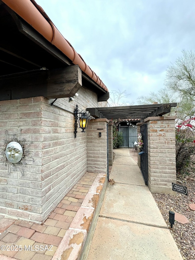 view of home's exterior featuring brick siding