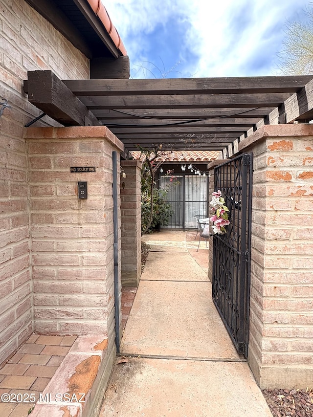 exterior space with a pergola