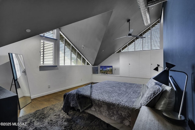 802 S 5th Ave, Tucson, AZ 85701 - bedroom with baseboards, lofted ceiling, and wood finished floors