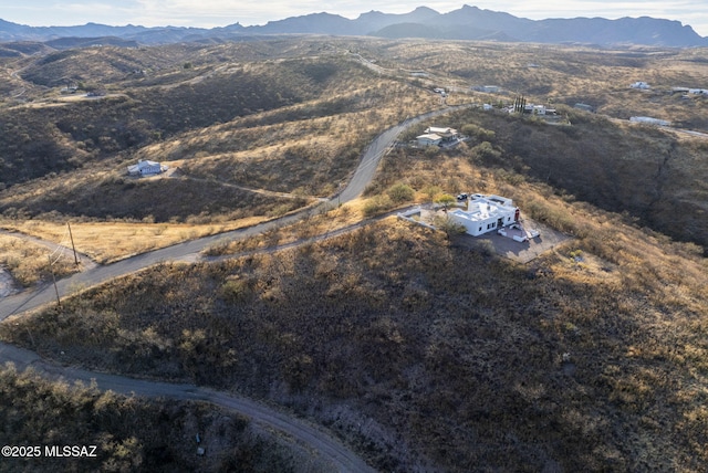 aerial view with a mountain view