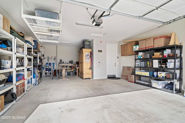 garage with a garage door opener