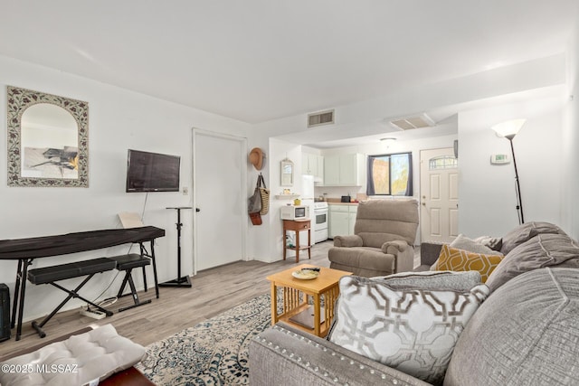 living room featuring light hardwood / wood-style flooring