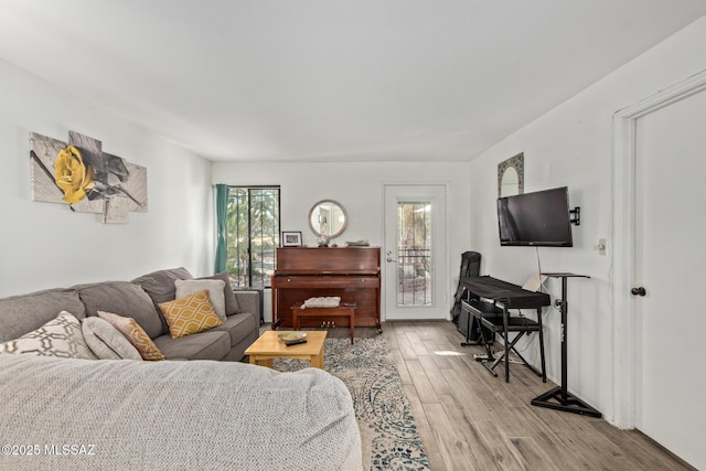 living room featuring light hardwood / wood-style flooring