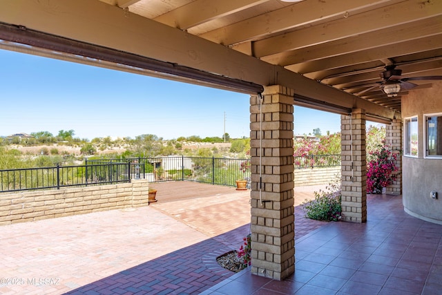 view of patio / terrace with ceiling fan