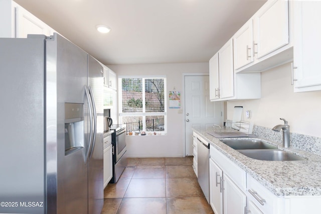 kitchen featuring white cabinetry, appliances with stainless steel finishes, and sink