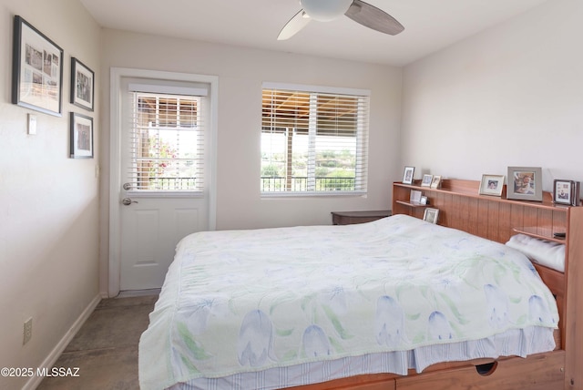 bedroom featuring ceiling fan