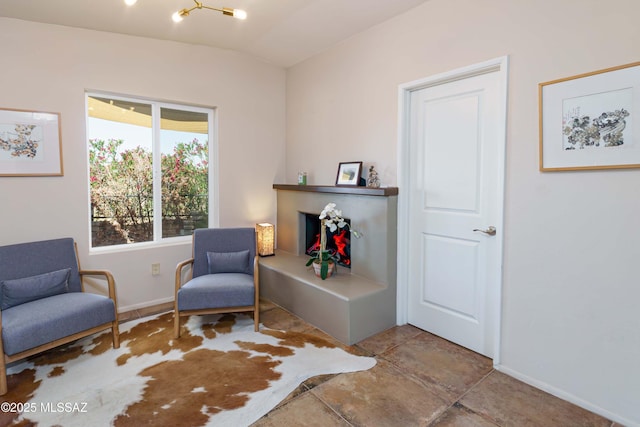 living area with lofted ceiling